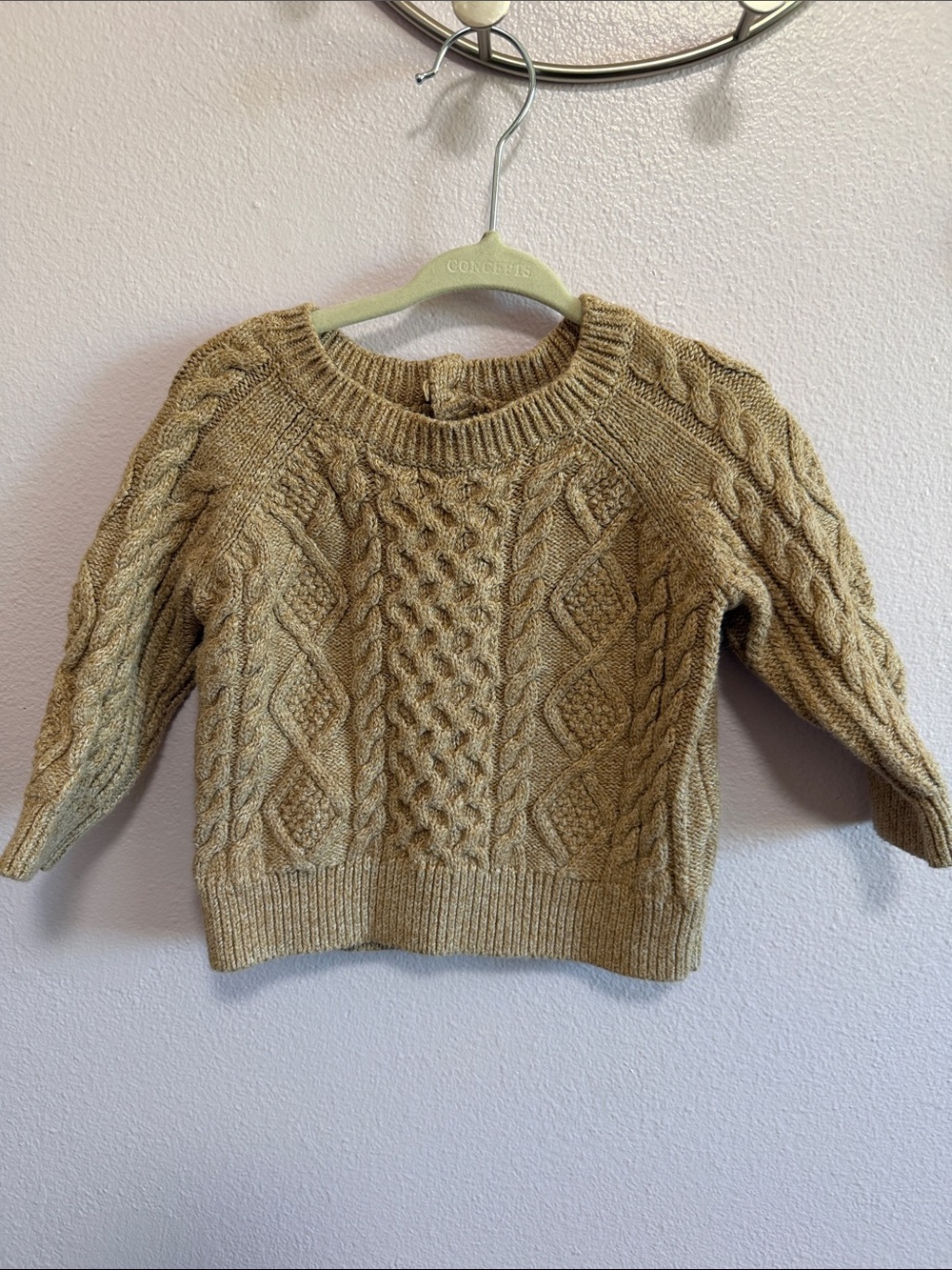 GAP Baby Cable Knit Sweater in Tan
